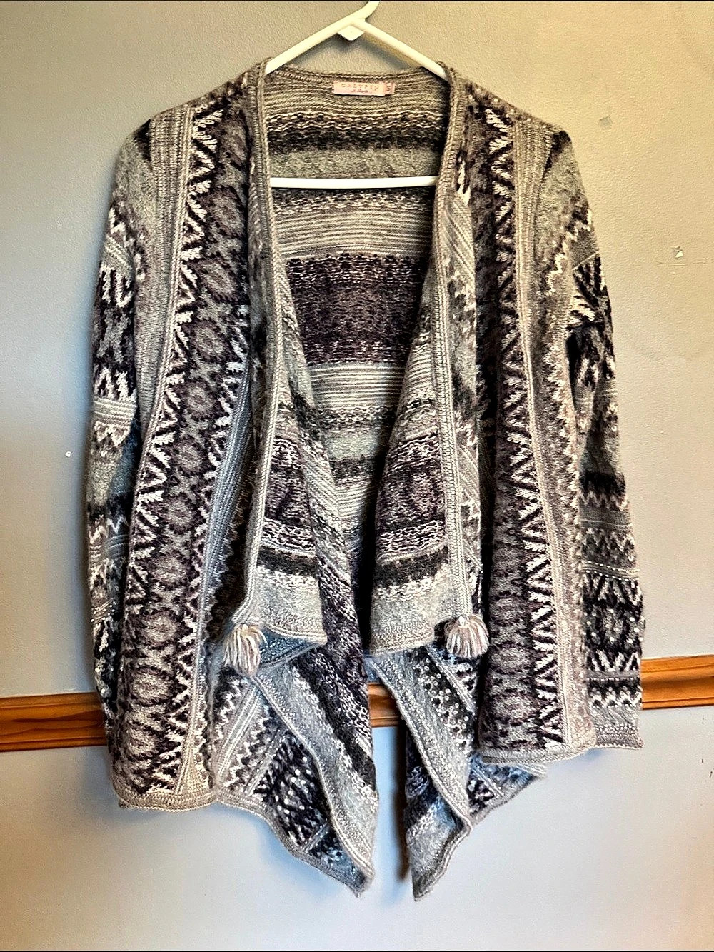 • Calypso St Barth Boho Geometric Fair Isle Baby Alpaca Cardigan Open Front